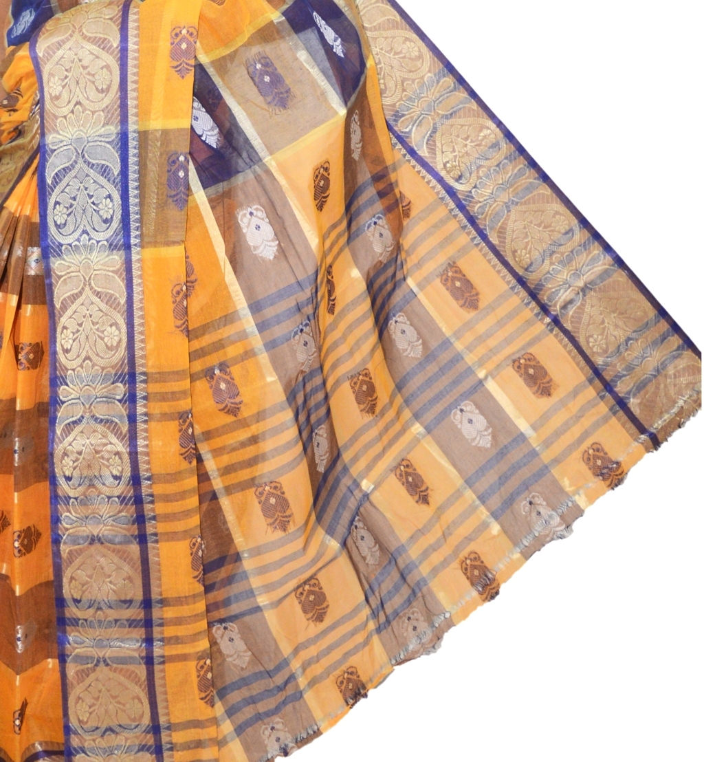 Orange Pure Cotton Krishnakali_Ankit Tant Saree (770)
